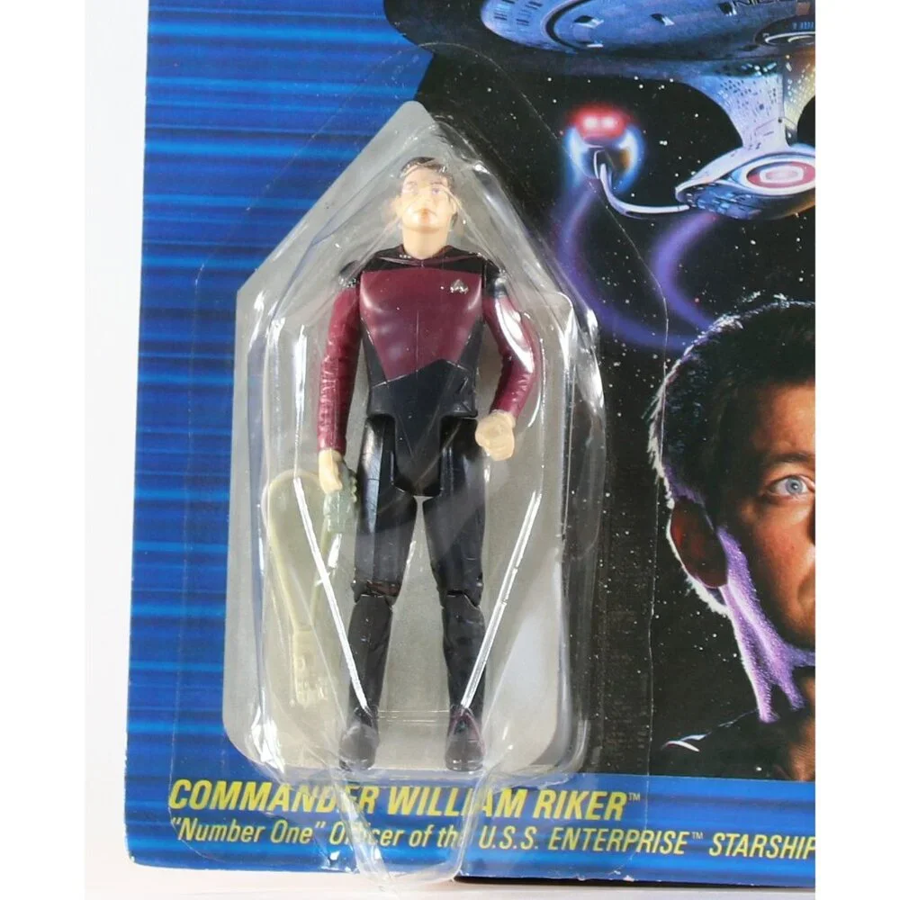Star Trek TNG Galoob Action Figures William Riker & Antican 1988 Sealed Cards - Picture 3 of 7